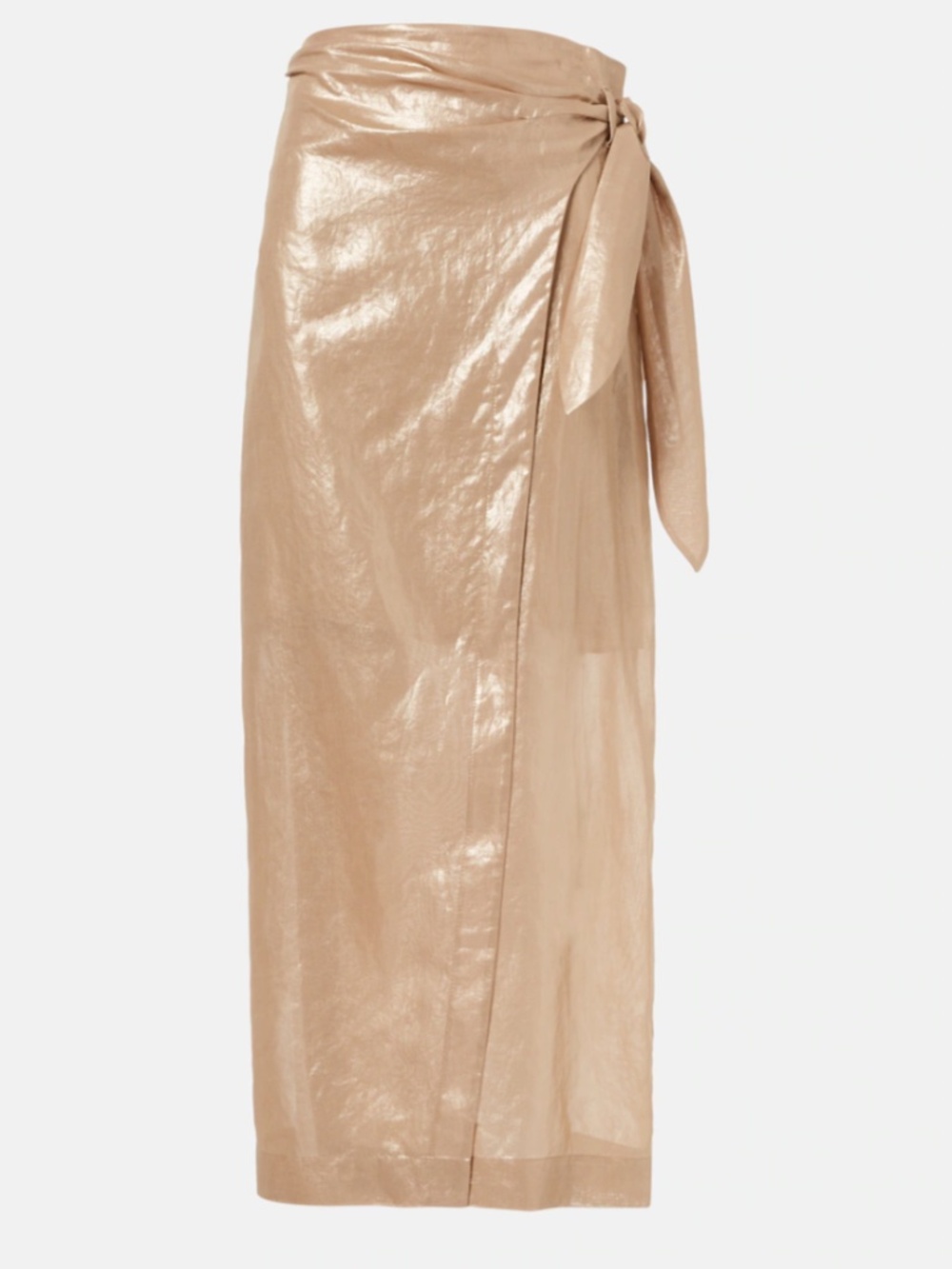 Brunello Cucinelli Gold Coated Cotton Wrap Skirt MSRP $3050 Size 2 IT 38 Italy